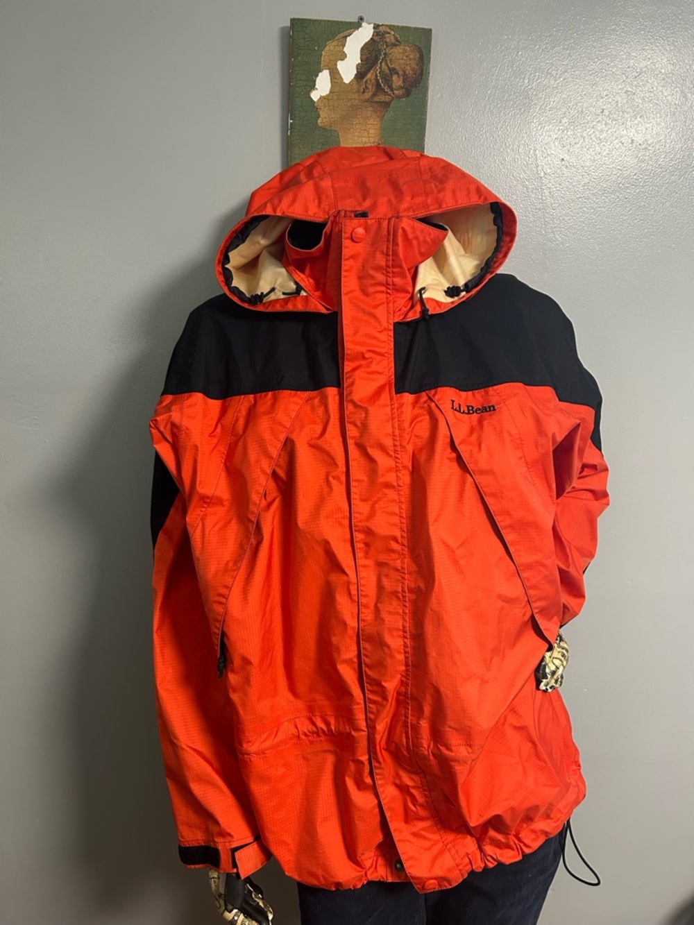 L.L. Bean Orange and Black Hooded Mountain Guide Jacket